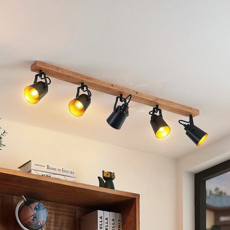 [GEBRAUCHT] B-Ware Lindby Deckenstrahler Strahler Kimban Holz Metall 5 Flammig 106 Cm Schwarz E14