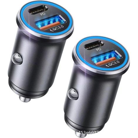 Chargeur de voiture USB-C double 54 W - Deux ports de charge rapide - Chargeur de voiture USB-C sécurisé - Prise allume-cigare 12 V - Compatible avec iPhone 17 Pro Max, Air 16/15, Galaxy S25/S24, iPad (1/5)