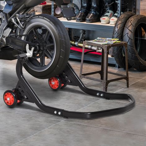 Soporte elevador trasero universal y ajustable para motocicletas deportivas de hasta 200 kg, color negro. (1/5)