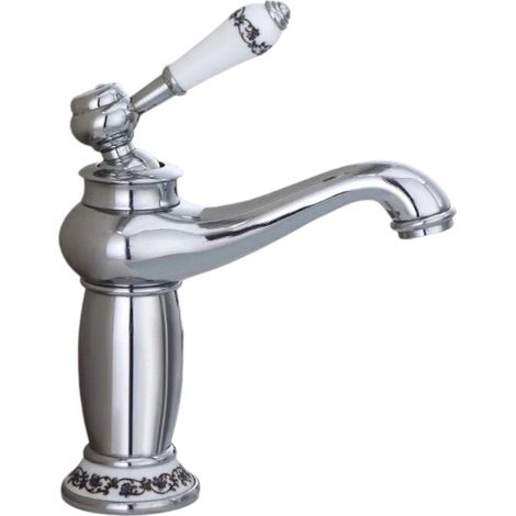 Mélangeur de lavabo de salle de bain avec détails en céramique vintage