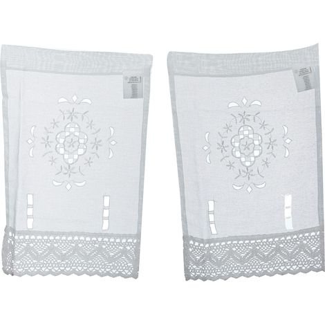 Home Fashion 2 Quadri per finestre con Struttura in Lino, Tessuto, Bianco, 45 x 30 cm, 2 unità (1/4)