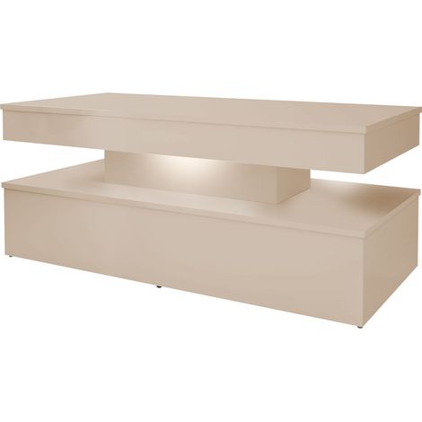 Mesa de centro Monfero, Cachemira, 50x55x120cm, Diámetro: 0, MDF, Angular, LED