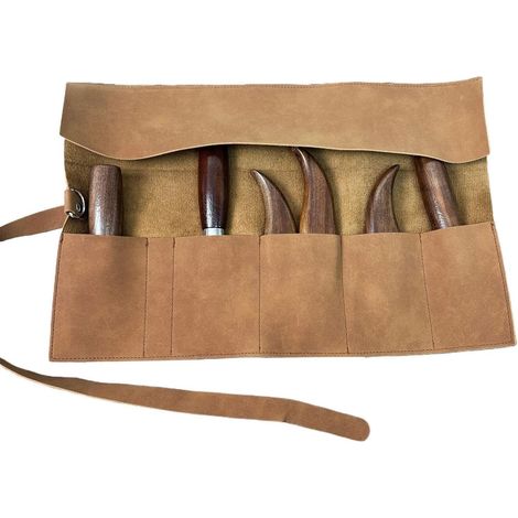 Trousse à outils en cuir à 5 compartiments, style rétro, portable et pour loisirs créatifs (1/5)
