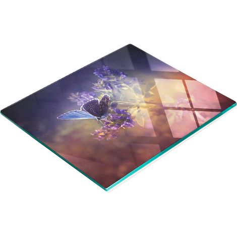 Tabla de servir de cocina de vidrio templado con dise帽o de mariposas, 60x52 cm
