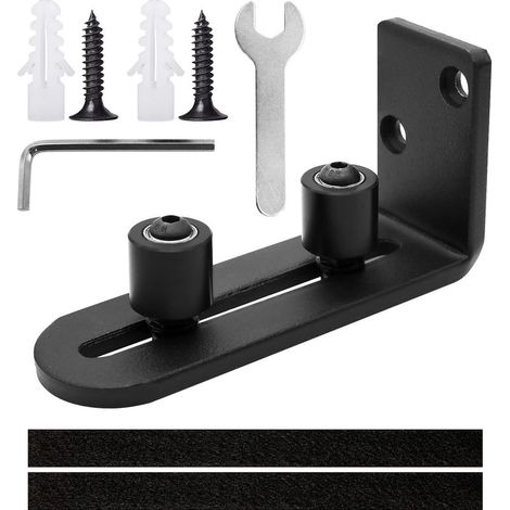 Sliding door track, adjustable floor guide for door, black floor guide, bottom guide for wooden sliding door, wall/door (1/5)