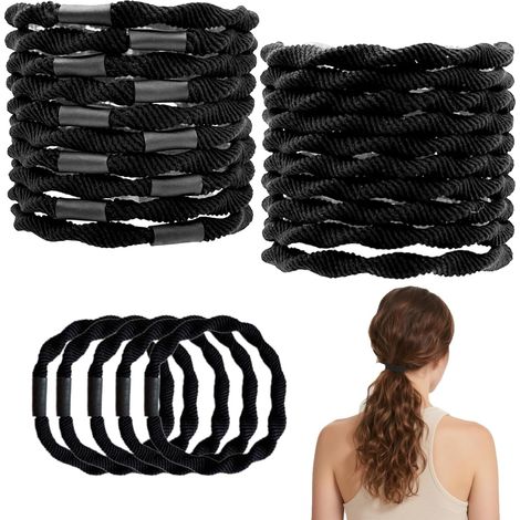 20pièces Chouchous Cheveux en Coton,Elastiques Cheveux Sans Métal Cheveux éLastique Bandes Ties Cordes Chouchou Accessoires Cheveux pour Femme ou Filles (Noir classique) (1/5)
