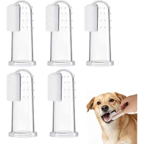 Lot de 5 brosses à dents pour chiens et chats - Brosse à dents à doigt pour chiens - Brosses à dents à doigt en silicone - Brosse à dents pour chiens - Convient aux chiens - Soin dentaire pour animaux (1/5)