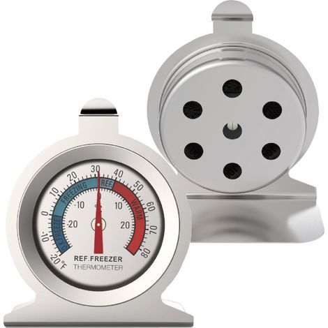 Kühlschrankthermometer, Kühlschrankthermometer, Edelstahl mit mehreren Löchern, große Messuhr, Temperaturanzeige