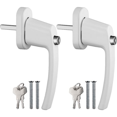 Poignée de fenêtre en aluminium verrouillable, poignée de sécurité blanche avec deux clés (1/5)