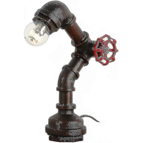 Lampes de bureau d'appoint LED style loft antique rétro industriel en métal et tuyau d'eau, lampe de nuit à économie d'énergie (1/2)