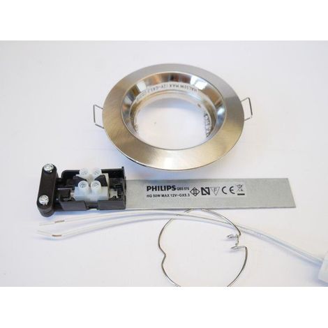 Spot encastre alu brosse fixe rond Ø 85mm pour ampoule GU5.3 12V 45W max (non incl) sans alim Zadora Philips