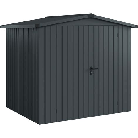 Hörmann Ecostar Metall-Gerätehaus "Euroline Trend" mit Satteldach ESD 4, anthrazitgrau, 214 x 166 cm, 2-flüglige Tür
