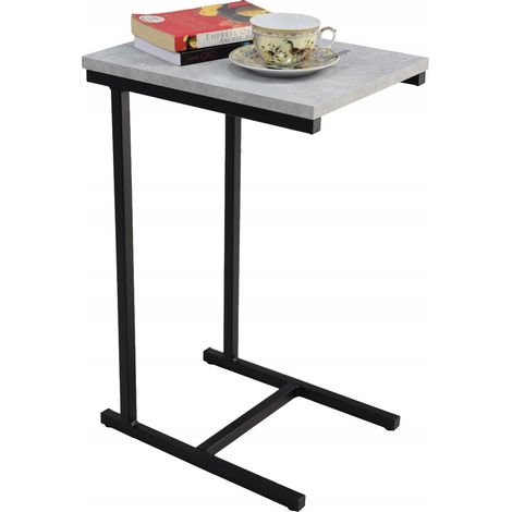 Table d'appoint EKO en profilés de béton noir léger (1/5)