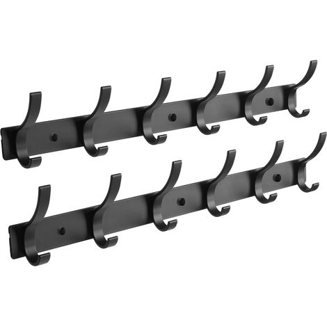 2-teilige Wandgarderobe mit 12 Haken, robuste Metallgarderobe zum Aufhängen von Mänteln, Jacken, Hüten und Handtüchern (Schwarz) (1/5)