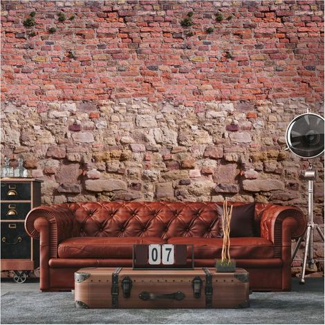 Photo wallpaper Profhome 392461 hot embossed non-woven wallpaper smooth brick look matt red brown beige 1.59 m x 2.8 m (1/4)