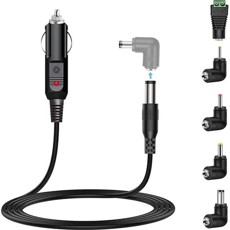 Chargeur de Voiture Universel 12V Allume-Cigare Alimentation connecteur câble pour Lecteur DVD climatisation LED Navigation Satellite télévision caméra CCTV pour Camping et Voyage (LED) (1/5)