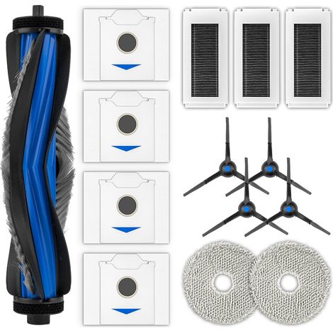 14 Pièces - Accessoires Aspirateur Robot - Kit De Rechange - Brosse Rotative Et Latérale Filtre HEPA Sac À Poussière Serpillère Pour DEEBOT N30 Omni Noir 25x15x5cm (1/5)