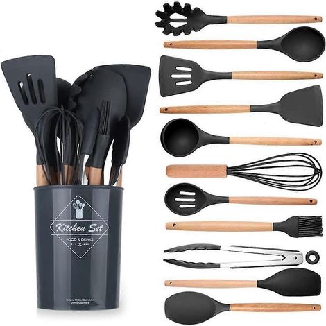 12-teiliges Küchenhelfer-Set, antihaftbeschichtete Silikonspatel mit Halter