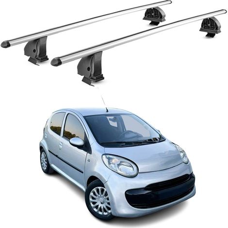 OMAC Barres de toit transversales en aluminium pour Citroen C1 I 2005-2014 – TÜV / DIN 75302:2019 – Antivol inclus – Charge max 75 kg – 2 barres – Gris (1/5)