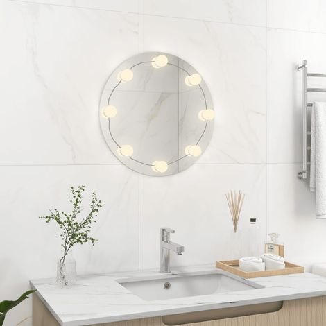 Miroir mural,Miroir Entrée Maison Salle de Bain,Miroir Décoratif avec lampes LED Rond Verre CVW36050 (1/5)