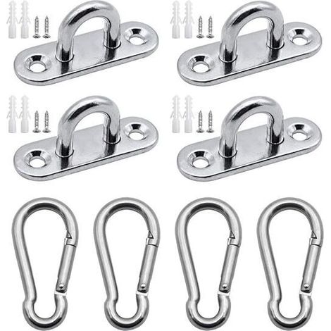 4 Pièces Mousquetons de Fixation M5 en Acier Inoxydable 304 pour Voiles Hamacs et Support Mural Charges Lourdes (1/4)