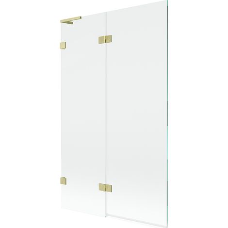 Mexen Lunar L mampara de baño de 2 paneles izquierda 110 x 150 cm, transparente, dorado cepillado - 897L-110-100-55-00-L (1/5)