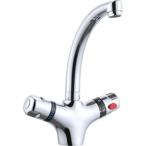 Robinet de lavabo, robinet d'évier, mitigeur thermostatique, robinet de cuisine, rotatif à 360°, robinet d'évier de salle de bain pour chaudière (1/5)