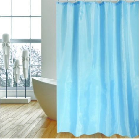 Cortina de ducha Poliéster 240x200cm Azul - Anillas incluidas MSV