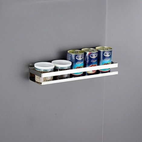 Wandregal aus Edelstahl 304 für Küche und Bad, praktischer Halter für Gewürze, Utensilien und Zubehör, 40 x 10 x 5,8 cm