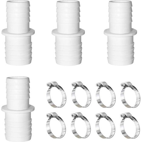 CCYKXARaccord Tuyau Piscine 38mm,Adaptateur Tuyau Arrosage 4 Pcs,Adaptateur Tuyau Piscine 38 a 38,Accessoires Piscine avec 8 Acier Colliers Serrage (1/5)