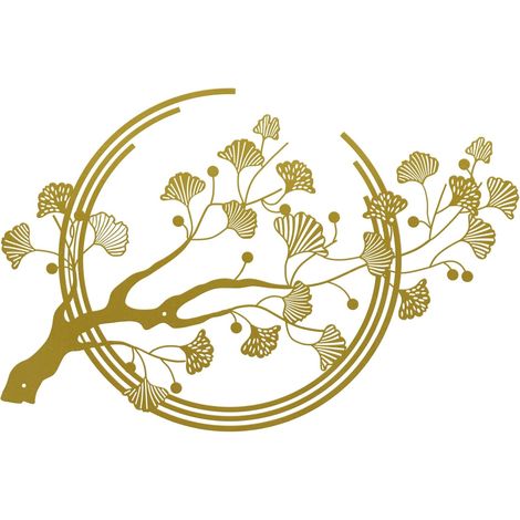 Décoration murale en métal avec grandes feuilles de ginkgo - Convient pour le salon, la chambre, le bureau (doré) (1/5)