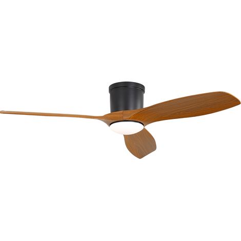 REDOM - Ventilateur de plafond 52 pouces, télécommande, 6 vitesses, moteur DC réversible, LED 18 W 3 températures, ABS noir mat (1/5)
