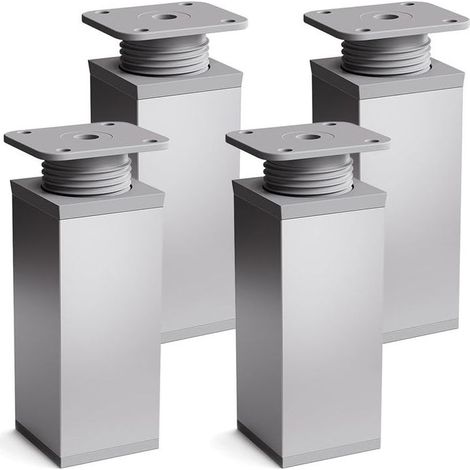 1 set of 4 furniture legs, Height: 100mm (+100mm) adjustable, Angled shape: 40 x 40 mm (1/4)