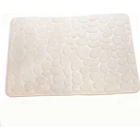 Tapis de bain antidérapant en polaire corail à texture galets—Lavable en machine, convient pour les douches et les bains. (1/5)