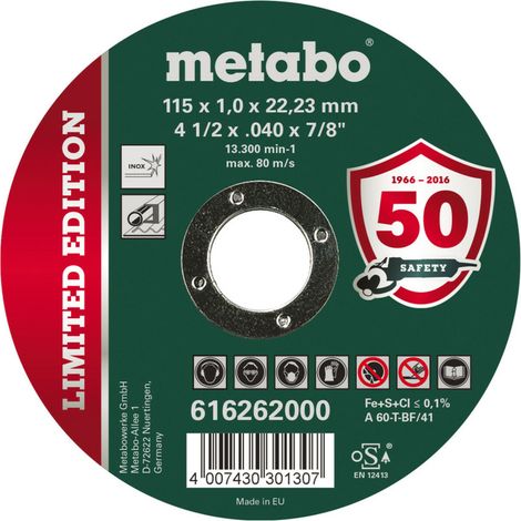 Metabo Limited Edition 115 x 1,0 x 22,23 mm, Inox, Trennscheibe, gerade Ausführung 100 Stk (1/2)