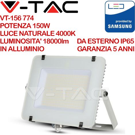 V-TAC PRO VT-156-W Faro LED SMD Chip Samsung 150W 120Lm/W Colore Bianco 4000K IP65 - SKU 774 (1/5)