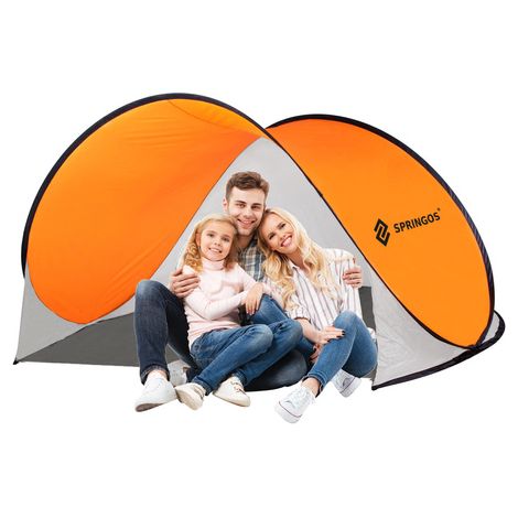 Tenda a scomparsa automatica pop-up 200 x 120 cm, bianco arancione.