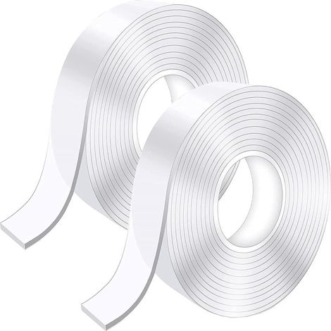 Ruban adhésif double face transparent, 2 pièces, 1 cm de large, 10 mètres, nano-ruban, sans marque (1/2)