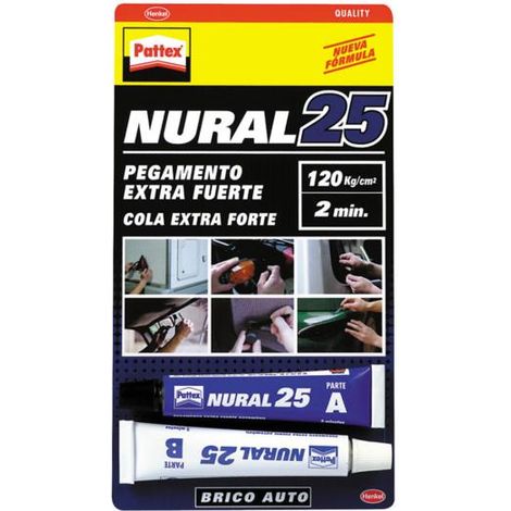 Pattex Nural 25 pegamento extra fuerte para pegar y reparar materiales del automóvil, 22ml -