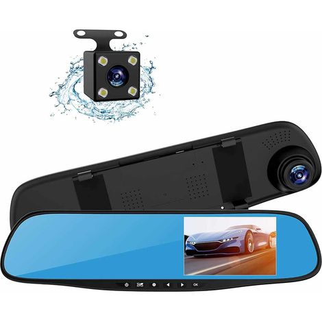 Specchietto ricaricabile per auto doppia telecamera integrata e retromarcia dvr cam dash full hd 1080p (1/5)