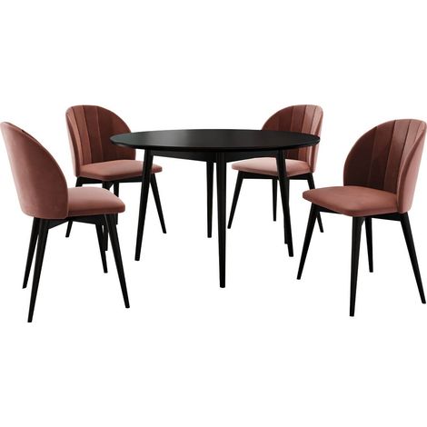 Conjunto de mesas y sillas para comedor Racine 127, Negro, 75x0x0cm, Diámetro: 100, Número de asientos: 4, Estilo: Contemporary (1/5)