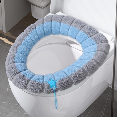 Couvre-Abattant De Toilette - En Polyester Épais Avec Poignée - Pour Siège Rond Et Rectangulaire - Lavable En Machine - 2 Pièces (1/5)