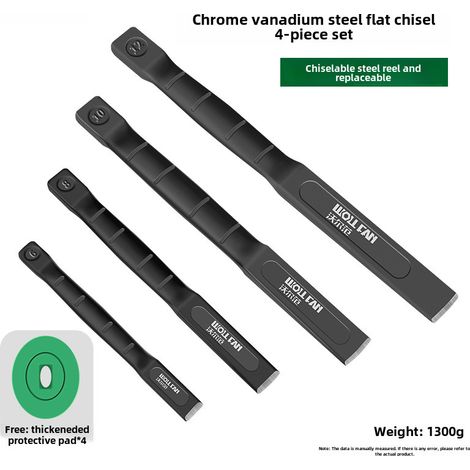 Set de 4 ciseaux plats industriels – oxyde noir – pour maçonnerie ciment, acier chrome-vanadium, poignée épaisse (1/5)