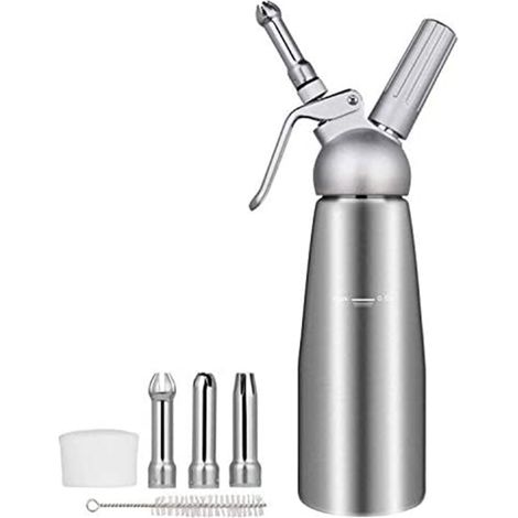 Siphon À Chantilly - 500 Ml - Corps En Aluminium 6010 - Tête En Aluminium - 3 Embouts En Acier Inoxydable - 1 Pièce (1/5)