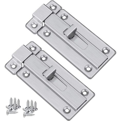 Chiavistelli e serrature per porte, 2 pezzi chiavistello scorrevole in acciaio inox di sicurezza, serratura per porte interne bagni toilette cantina finestra con 12 viti di fissaggio (1/5)