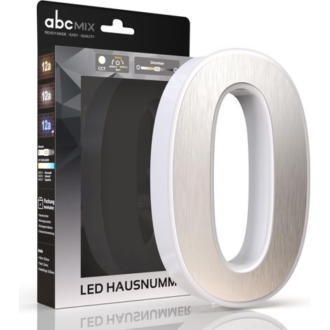 LED Hausnummer 0 inkl. Edelstahl-Cover - CCT 12V 2700K/4000K/6500K (1/5)