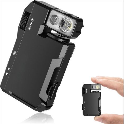 Lampe de poche EDC rechargeable,Lampes de poche RVB puissantes,Lampes de poche mini plates portables de 400 lumens,Lampe de poche magnétique multi-mode IP68 imperméable pour le camping,Urgence,noir (1/5)
