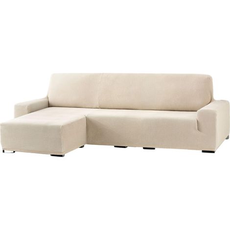 Housse de canapé d'angle bi-élastique pour accoudoir Court Gauche - Écru Adaptable à Tous Les modèles - Housse de canapé réglable en Mousse de Fixation