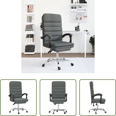 vidaXL Silla de oficina reclinable con masaje de tela gris oscuro (1/5)