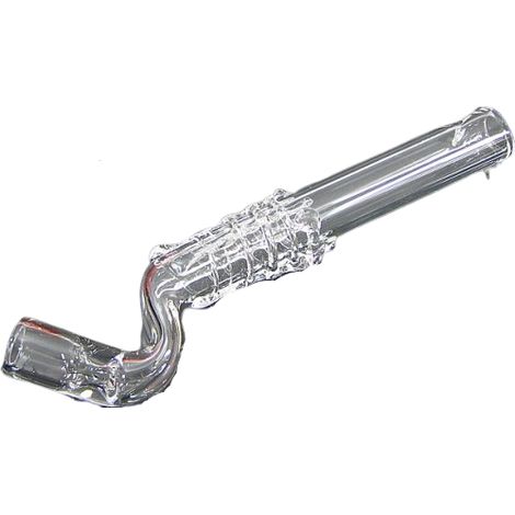 Tubo de vidrio, 11,5 cm, curvado, fabricado en vidrio grueso.